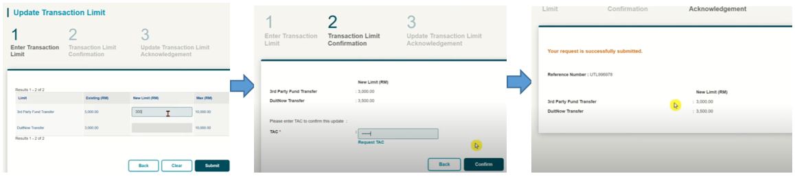 Tukar Limit Transfer BSN