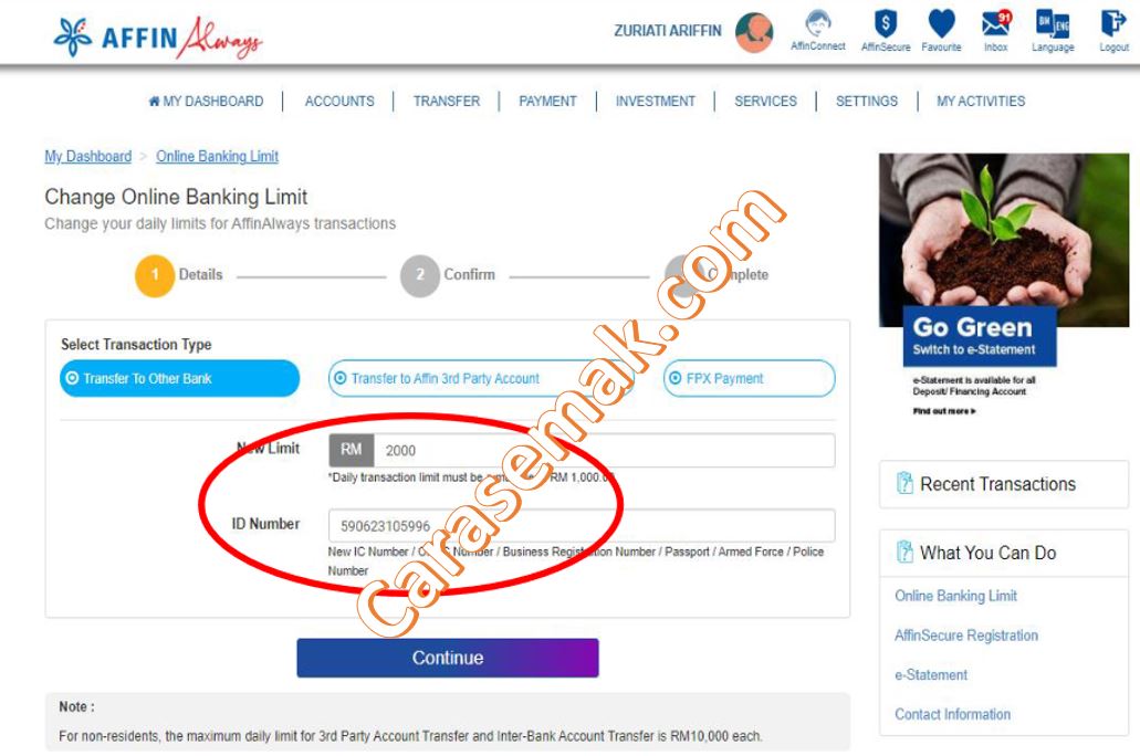 Cara Tingkatkan Had Transaksi Affin Bank