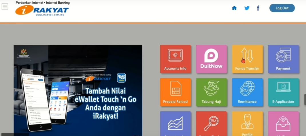 Langkah Pertama Transfer Bank Rakyat Menggunakan Funds Transfer